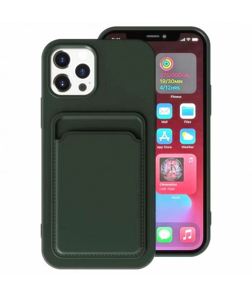 Husa TPU iPhone 12 Pro Max cu Buzunar pentru Card, Verde